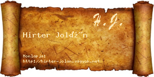 Hirter Jolán névjegykártya
